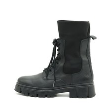 Tamaris Damen Combat Stiefel Schwarz Leder Mittelhoch Chunky Sohle Boots EU 41