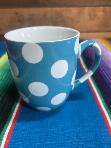Blue Colored MUG POLKA DOT Coffee Cup Classic Coffee and Tea