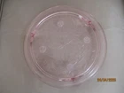 Vintage Jeannette Pink Depression Glass SUNFLOWER Cake Footed Plate 10"