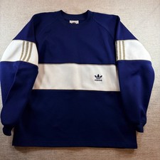 Vintage Adidas Cyclone Trefoil Crewneck Sweatshirt Blue White Colorblock Mens LG