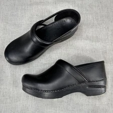 Dansko Professional Clogs Black Leather Women EU Size 38 US Size 7.5