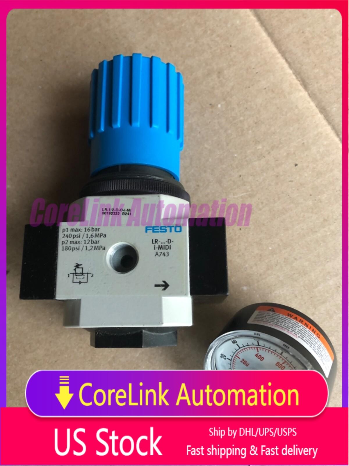 Festo LR-1-D-7-MAXI Presure Regulator With Gauge - LR1D7MAXI - USED