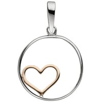 Jobo AnhäNger Herz 925 Sterling Silber Bicolor Vergoldet HerzanhäNger