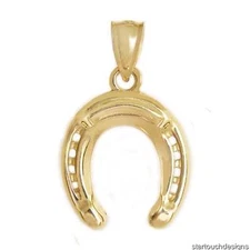 New 14k Yellow Gold Horseshoe Pendant