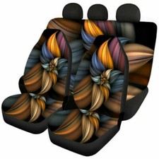 Sunflower Floral Full Car Seat Covers Front Rear Set For Women Interior Decor