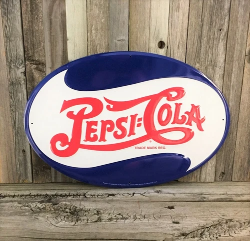 Pepsi Cola Pop Soda Diecut Oval 17.5" Metal Tin Sign Vintage Bar Man Cave New