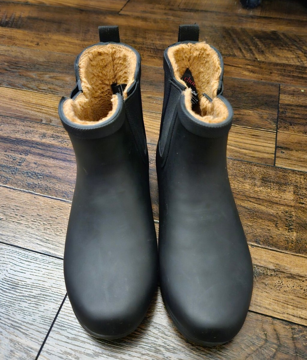 Chooka Ladies Waterproof Faux Fur Lined Rubber Rain Boot Women's Size