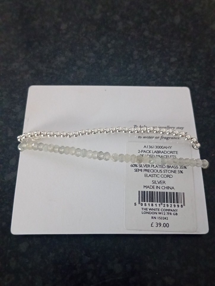 White Company 2 Pack Beaded Bracelets Brand New eBay