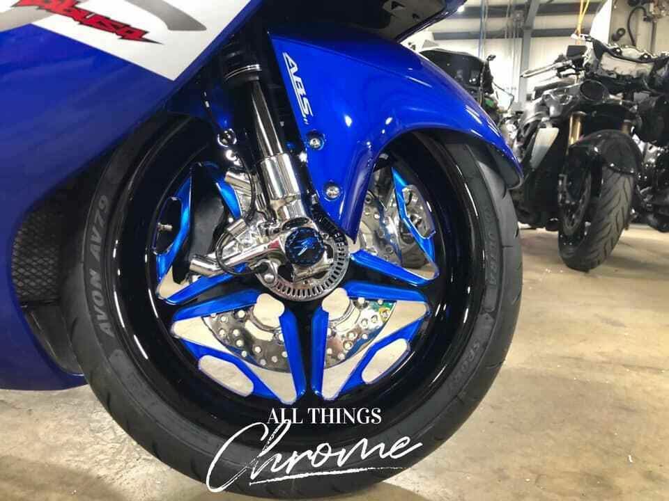 BLACK and BLUE STOCK SIZE SPEED STAR WHEELS 2006-2011 Kawasaki