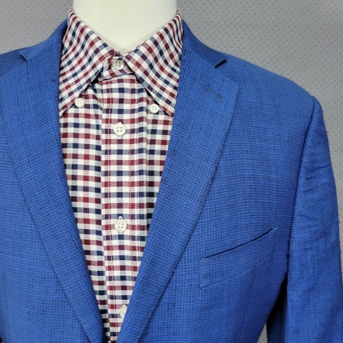 Saks Fifth Avenue Men's 2PC Suit Blue Checked Wool Trim Fit 42R / 33x31 - Picture 11 of 23