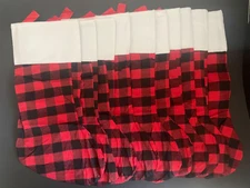 10 Count Lot - 18" Christmas Stockings Buffalo Plaid Red and Black White Cuff