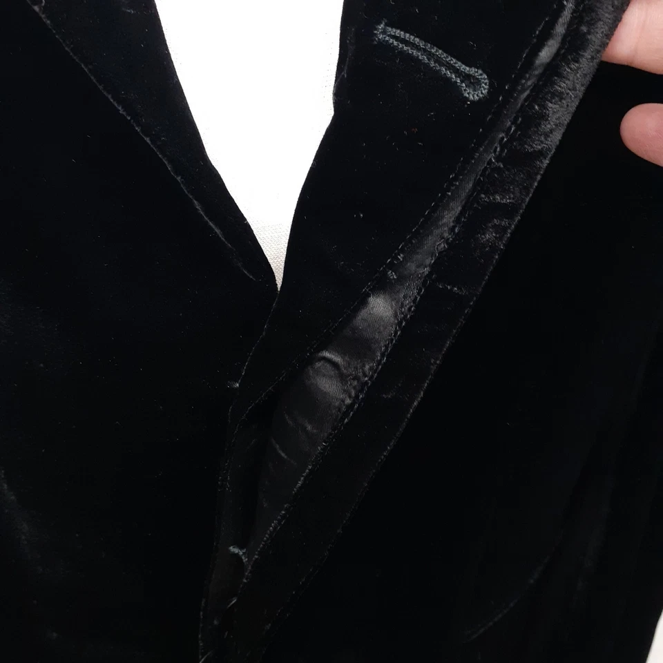 Chaqueta de Cena Donna Karan NY Terciopelo Negro 40 R Hecha en Italia Blazer Rayón Brillante Foto 2 de 4