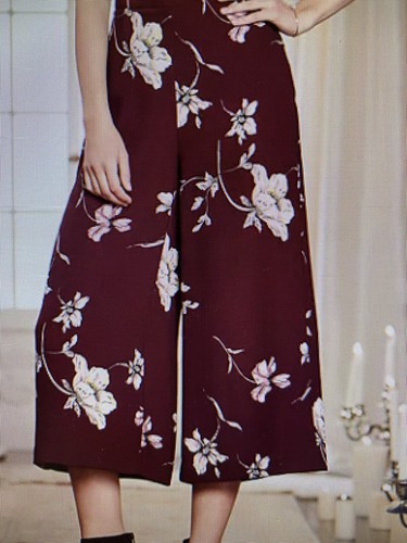 Floral Crop Wide-Leg Pants Size 