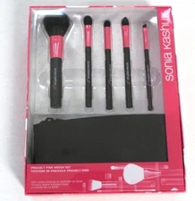 Sonia Kashuk 5-Piece Proudly Pink Brush Set with Case Pink Black