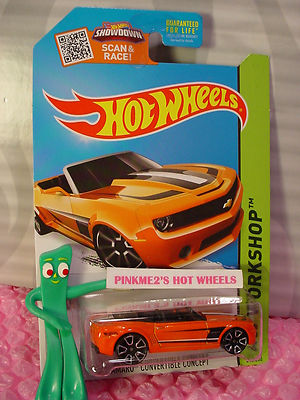 2015 Hot Wheels CAMARO CONVERTIBLE CONCEPT #246 Orange; TRAP5 Then Now   Case P