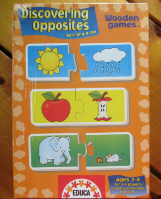 EDUCA Discovering Opposites Matching Game Sturdy Wooden Games Ages 3-5 New Box