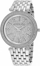 NEW MICHAEL KORS DARCI SILVER+CRYSTAL,PAVE,BLING,GLITZ,BRACELET WATCH MK3437