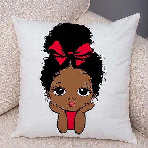 Both Sided Cartoon African Baby Girl Pillow Case Soft Plush Cushion Cover - Picture 24 of 67