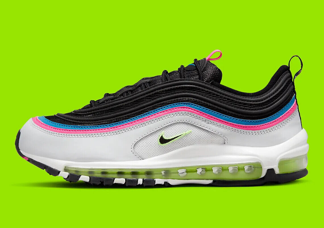 Кроссовки Nike Air Max 97 Neon Platinum Black White Pink Retro DZ4392-001 мужские размер