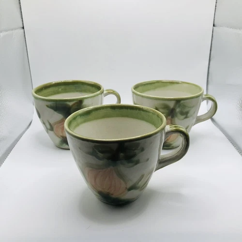 3 Vintage John B. Taylor Ceramics Coffee Tea Mug Harvest Pear Pattern 3.5"