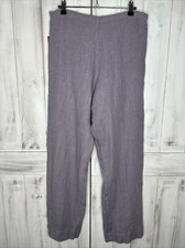 NWT WOMENS BRYN WALKER HEAVY LINEN FLAT FRONT ELASTIC WAIST PANTS MALIBU BLUE S