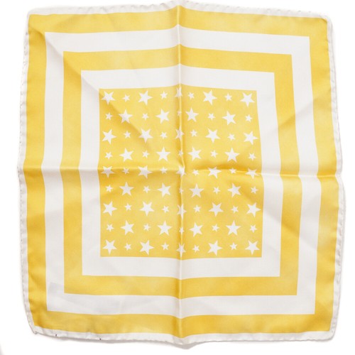 NWT RODA Golden Yellow Star and Stripe Print Silk Pocket Square - Picture 2 of 3