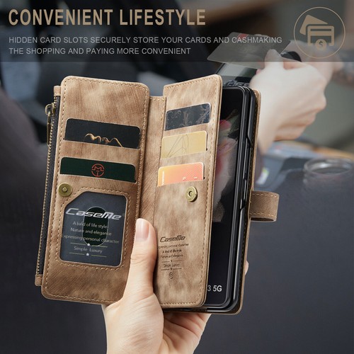 Magnetic Zipper Wallet Stand Case w/Strap Fr Samsung Galaxy Z Fold 6 / 5 / 4 / 3 - Picture 28 of 40
