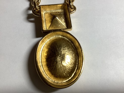 18 Zoll Monet goldfarbene ovale Gliederkette mit Lg. Facettierte Farbsteine Anhänger Vintage - Bild 4 von 9