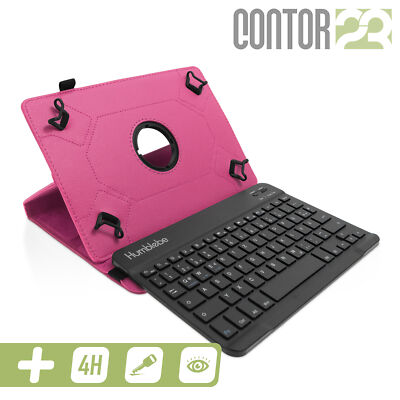 Hülle + Bluetooth-Tastatur,Schutzfolie in PINK für 9.6'' Samsung Galaxy Tab E