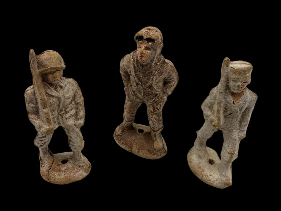 Lineol Vintag Sawdust World War Il Toy Soldier Figures 1930s/40s Lot of 3 MCM - Image 3 of 4