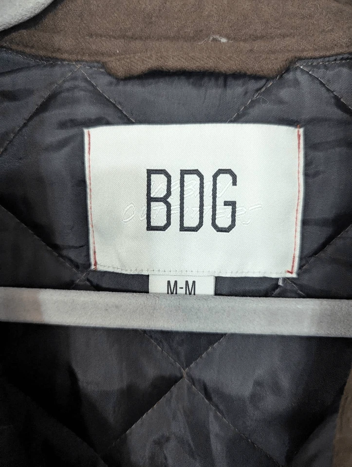 BDG quilted Shacket men's size medium brown lined snaps cotton Jacket - Image 3 of 4