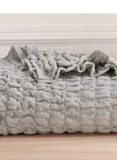 Berkshire Cotton Scrunchie Throw. Cotton 99%. 50" x 70".  Chateau Grey Color.