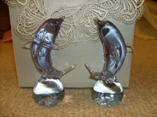 CRYSTAL ART GLASS LAVENDER BLUE DOLPHIN Figurine Sale NEW 7" High