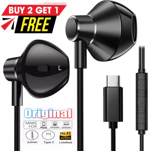HIFI Bass Stereo Wired Earbuds Headset In-Ear Ohrhörer Kopfhörer Mikrofon 3,5 mm USB-C - Bild 2 von 21