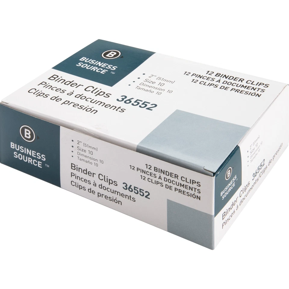 Clips de carpeta plegables Business Source BSN36552, negros, grandes (paquete de 12) Foto 3 de 4
