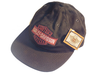 Vintage Genuine Leather Harley Davidson Strap-back  Motorcycle Riding Hat Cap s-l400.jpg main image 3