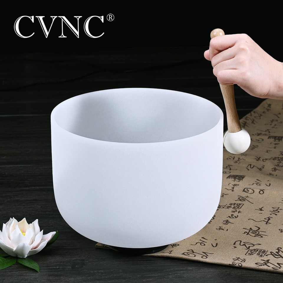 CVNC432Hz 8"C Frosted Quartz Crystal Singing Bowl Root Chakra Sound ...