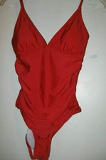 New Women's 1 Piece RED SWIMSUIT small 1pc swim suit ladies Adjustable Straps S