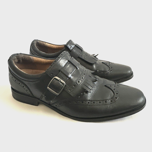 Vionic Harrison Black Size 9.5 M Leather Wingtip Monk Strap Dress Shoes Leather