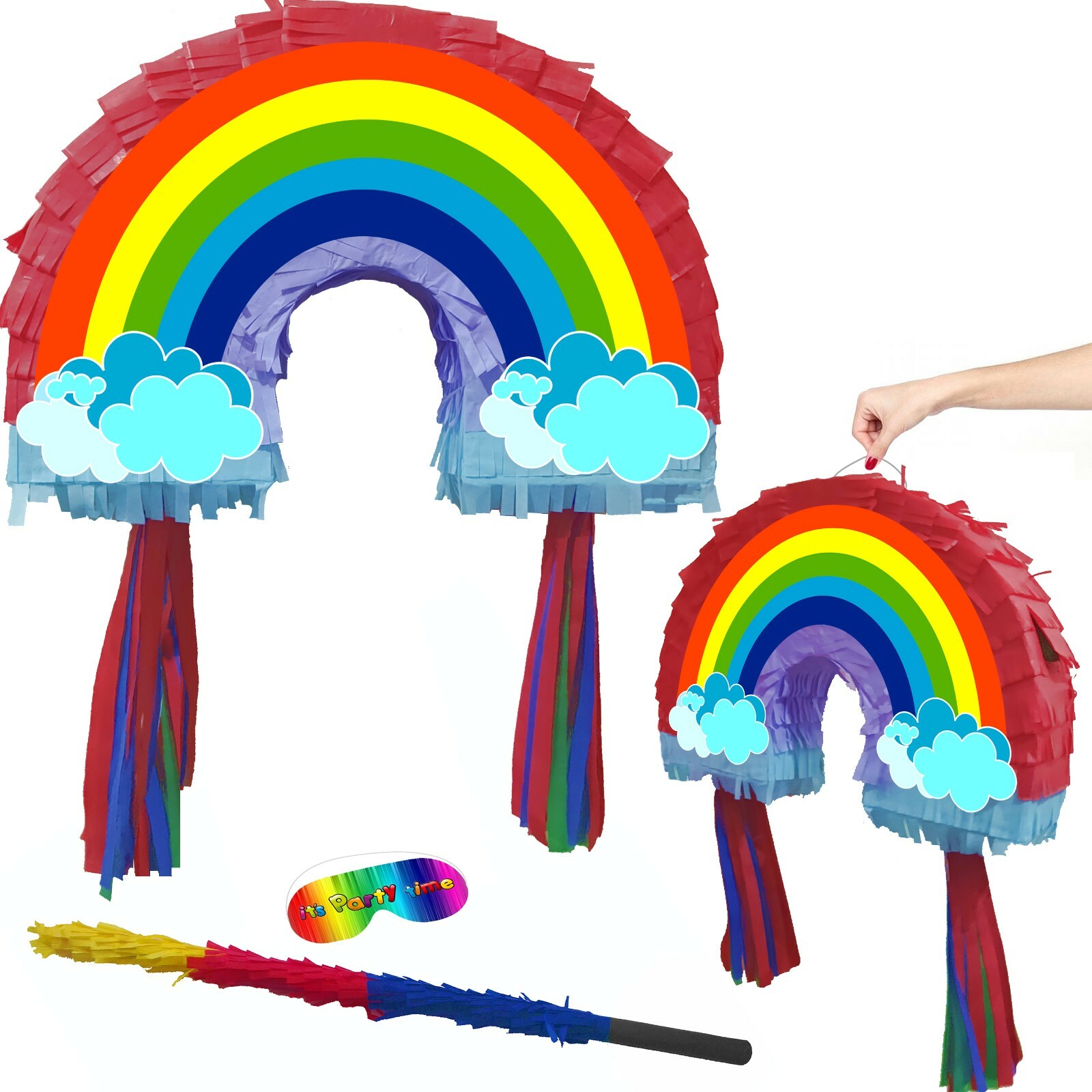 Large Rainbow Pi&ntilde;ata Theme Party Smash Game bless Unicorn baby shower Hazel Tea