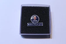 SAAB BORN FROM JETS LAPEL PIN. NEW, IN SPECIAL, SEALED SAAB BOX. LAST 4 PINS!