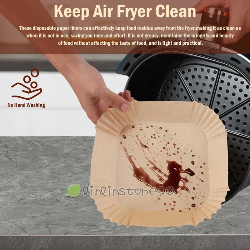 Air Fryer Liners, 100 PCS Disposable Paper Liners, Non-Stick Silicone Oil-proof