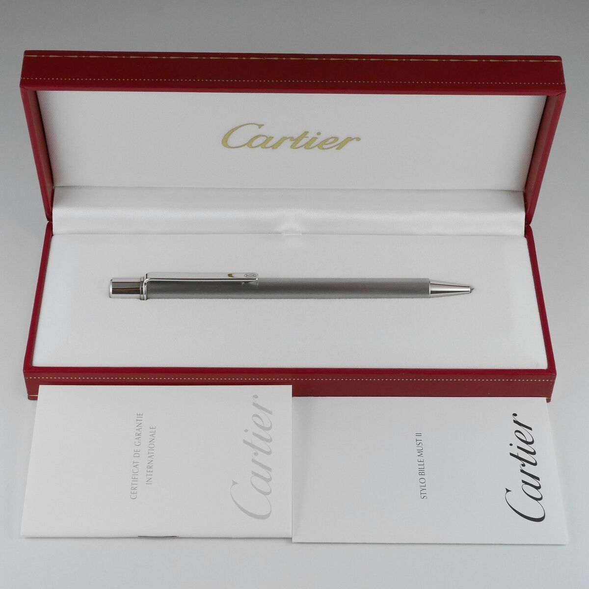 Cartier must 2 Steel PT Ballpoint Pen (used) with Box FREE Cartier must 2 Steel PT Ballpoint Pen (used) with Box FREE