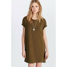BDG Estelle Boyfriend T-Shirt Shift Dress Size XS Mini Army Olive Green Urban