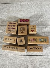 Wood Rubber Stamps Valentine s Day Card Making Celebrate Heart Love 9 Lot Bundle