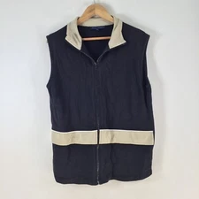 Amanda Tabberer womens vest size L black beige sleeveless zip 114024