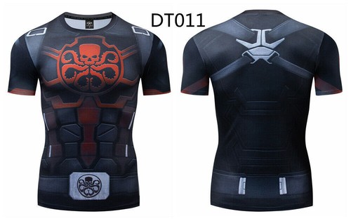 Men's T-shirts Superhero Compression Tee Gym Tops Active Wear Fitness T Shirt - Picture 5 of 29