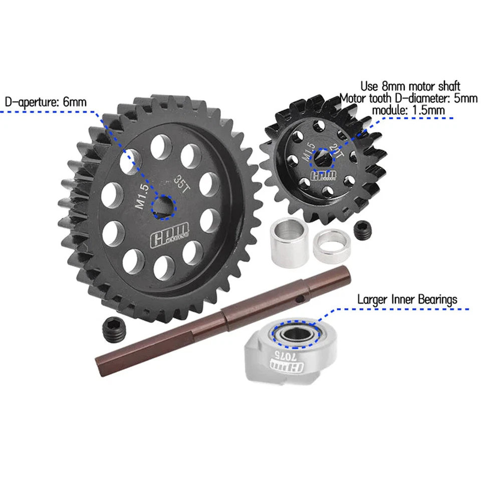 GPM 40Cr Carbon Steel M1.5 Spur Gear 35T + Motor Gear 20T for 1:5 Traxxas X Maxx - Image 2 of 2
