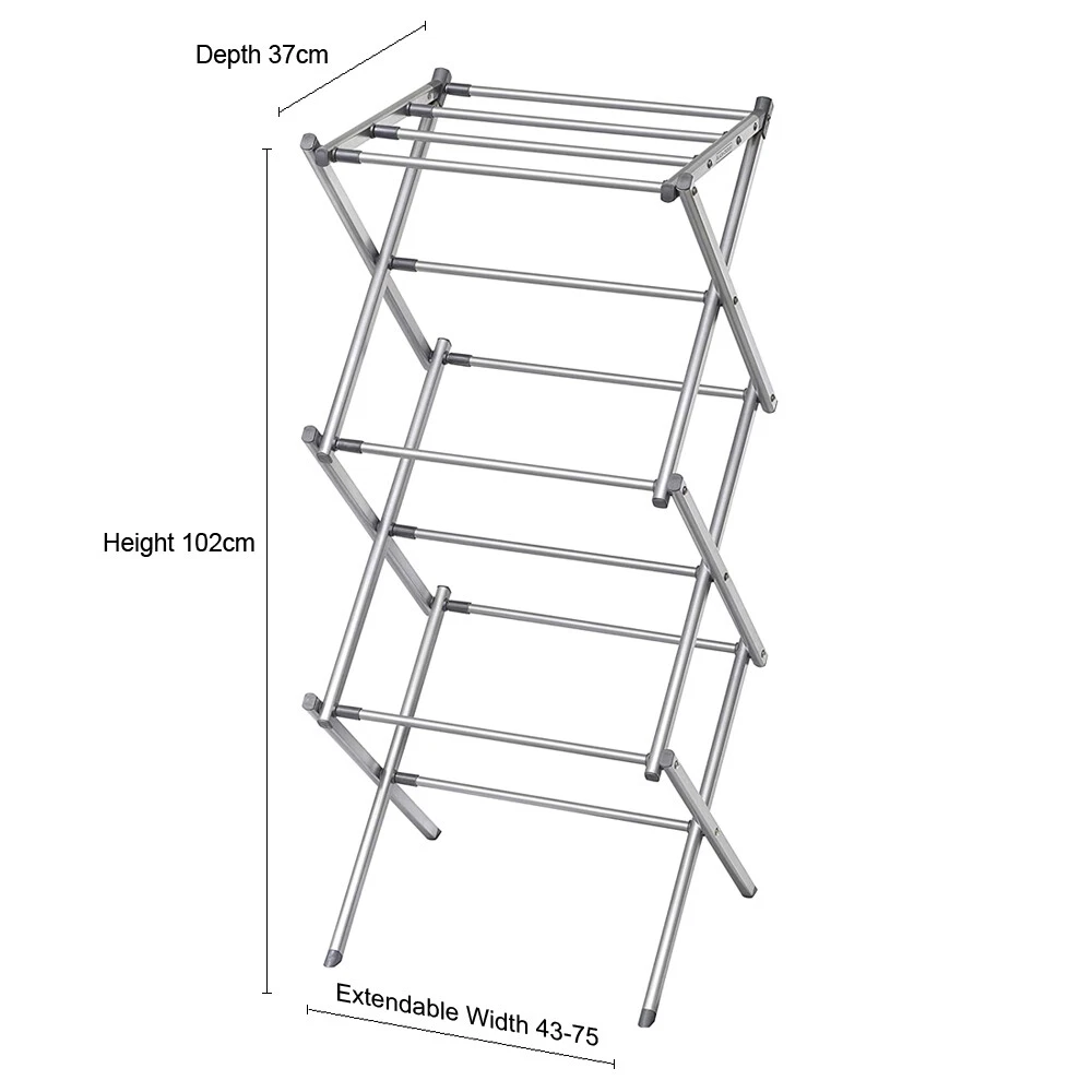 Extendable Clothes Airer Dryer 3 Tier Metal Laundry Drying Rack