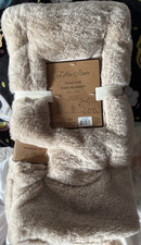 Little Bear Faux Fur Baby Blanket Beige Reversible Sherpa Soft Cozy 30 x 40 in